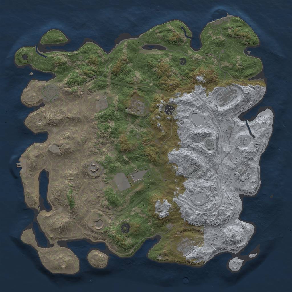 Rust Map: Procedural Map, Size: 4300, Seed: 503626589, 18 Monuments
