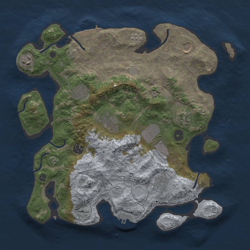 Rust Map: Procedural Map, Size: 3500, Seed: 340976192, 16 Monuments