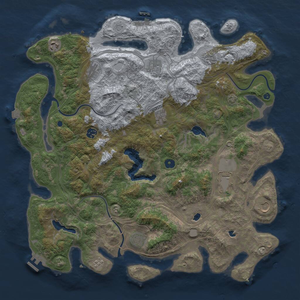 Rust Map: Procedural Map, Size: 4500, Seed: 23031601, 16 Monuments