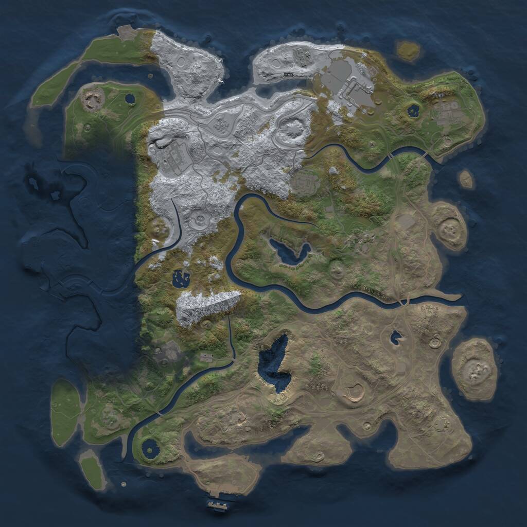 Rust Map: Procedural Map, Size: 4250, Seed: 2101815494, 16 Monuments