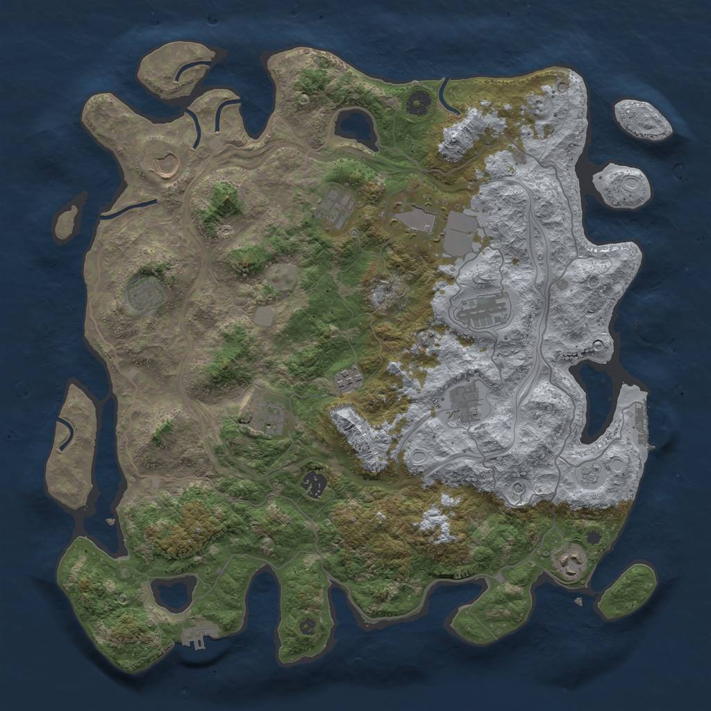 Rust Map: Procedural Map, Size: 4250, Seed: 728328652, 17 Monuments