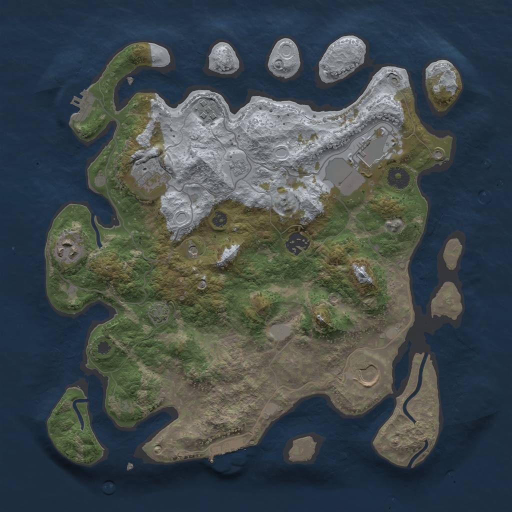 Rust Map: Procedural Map, Size: 3500, Seed: 1614307284, 14 Monuments