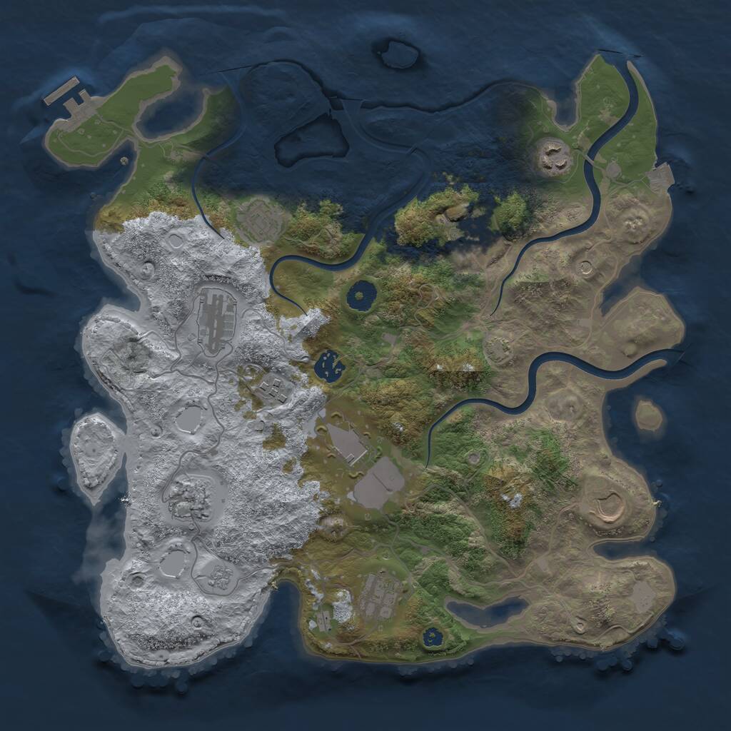 Rust Map: Procedural Map, Size: 3700, Seed: 326119498, 15 Monuments
