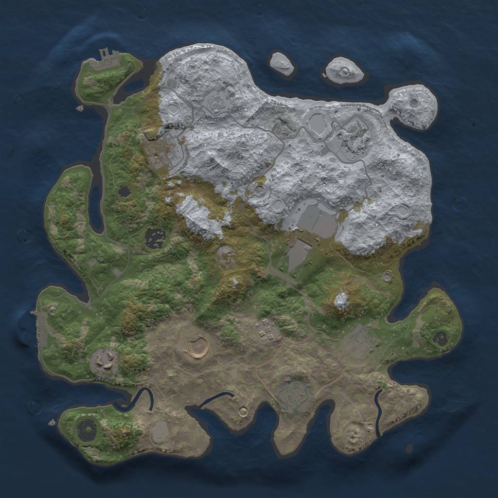 Rust Map: Procedural Map, Size: 3500, Seed: 23755554, 16 Monuments