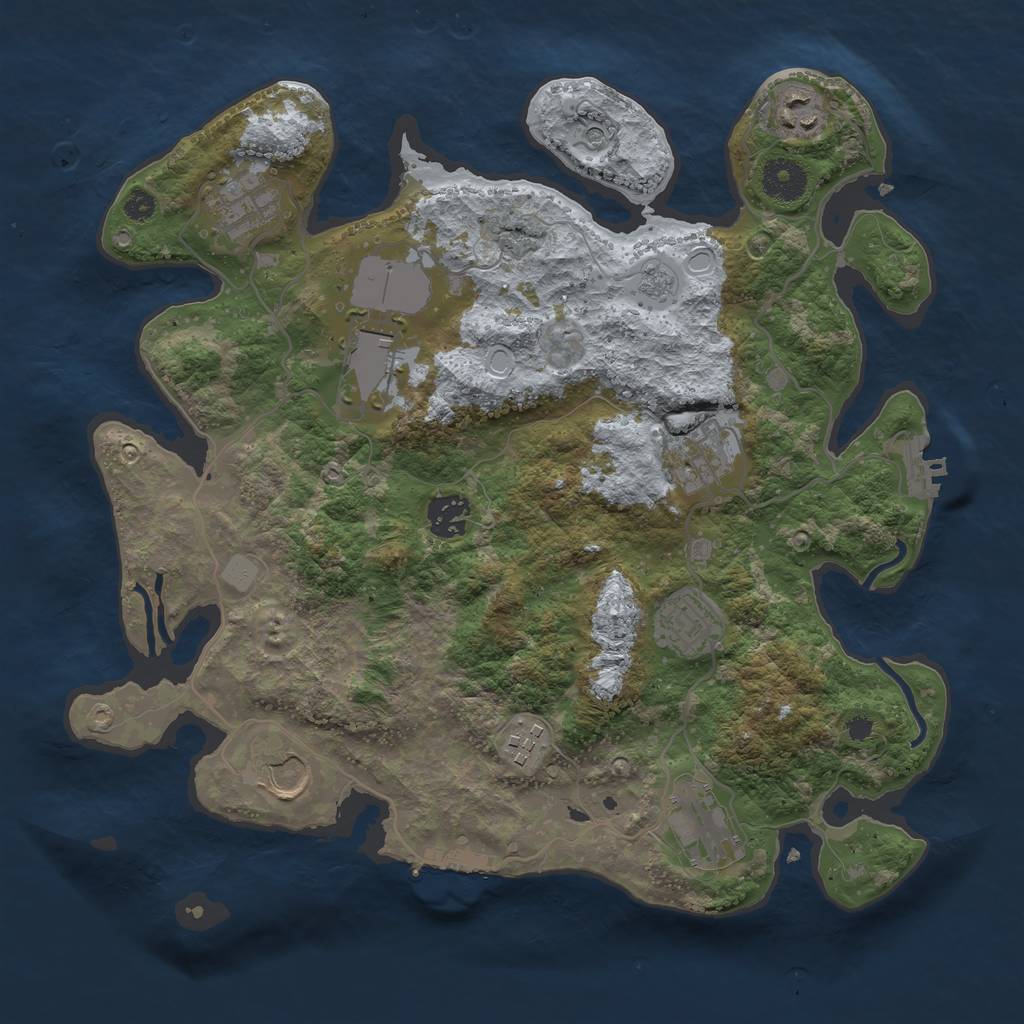 Rust Map: Procedural Map, Size: 3500, Seed: 31190180, 16 Monuments
