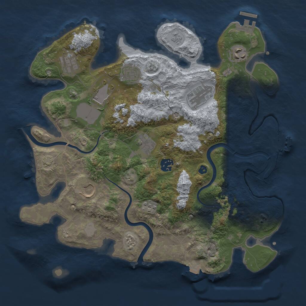 Rust Map: Procedural Map, Size: 3500, Seed: 31190180, 15 Monuments