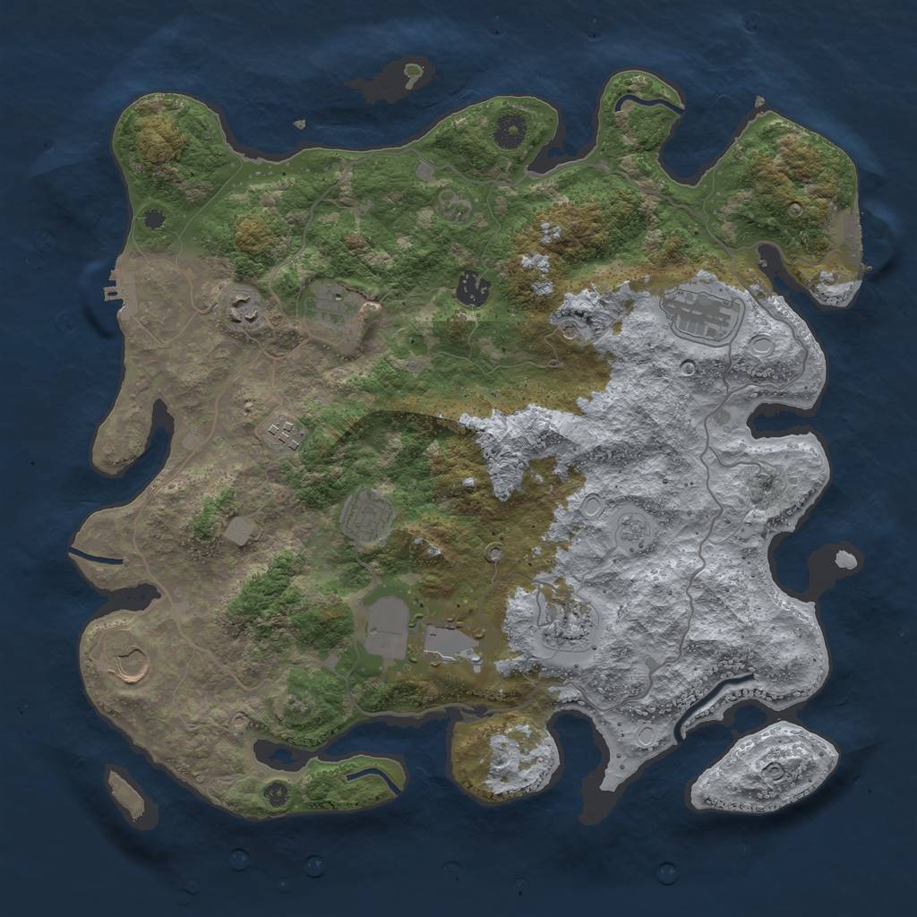 Rust Map: Procedural Map, Size: 4000, Seed: 790240990, 16 Monuments