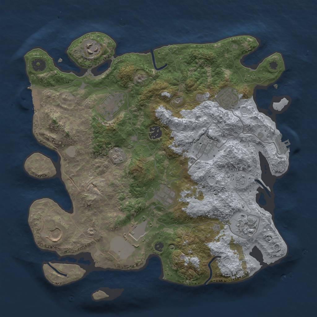 Rust Map: Procedural Map, Size: 3500, Seed: 1466828696, 17 Monuments