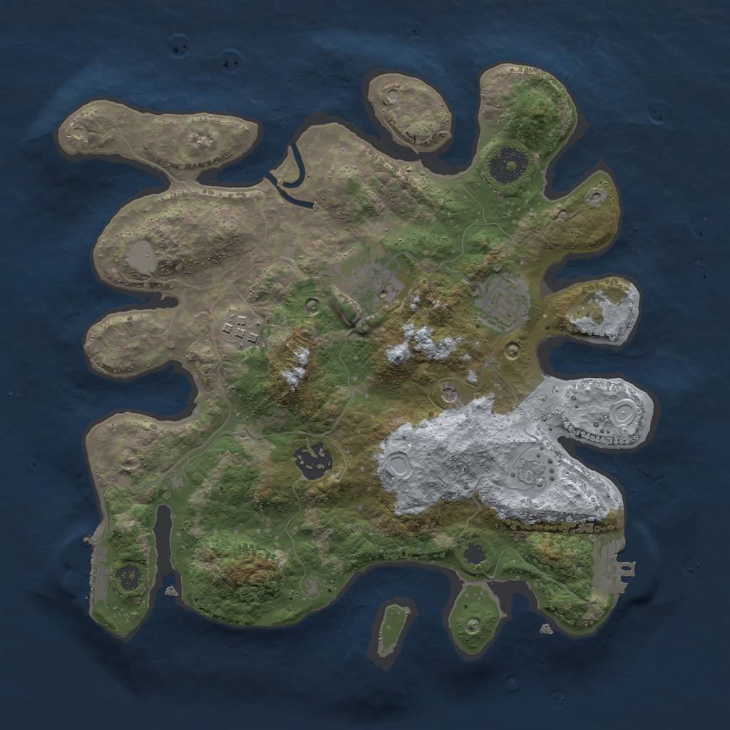 Rust Map: Procedural Map, Size: 3000, Seed: 455763247, 11 Monuments