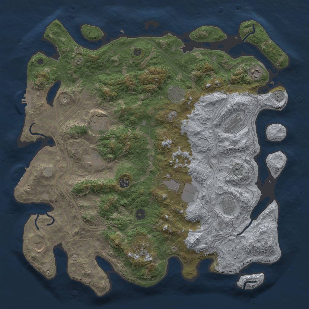 Rust Map: Procedural Map, Size: 4387, Seed: 1969030314, 18 Monuments