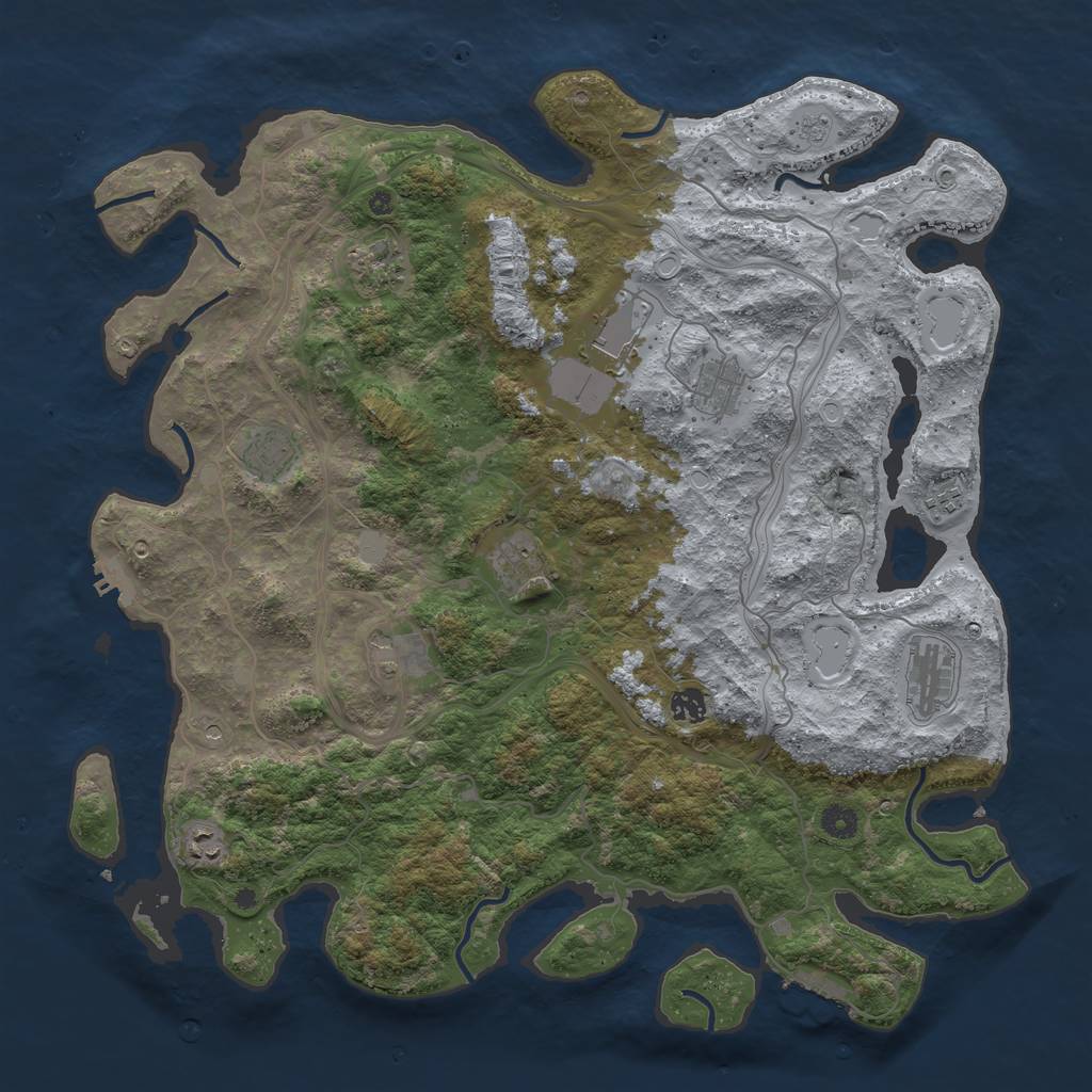 Rust Map: Procedural Map, Size: 4500, Seed: 2088566542, 17 Monuments