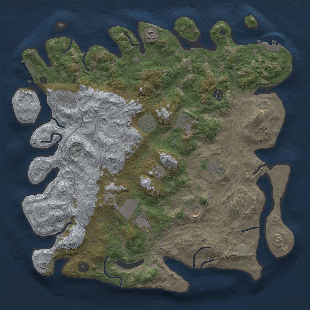 Rust Map: Procedural Map, Size: 4250, Seed: 998029, 16 Monuments