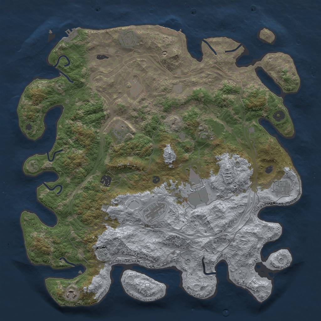 Rust Map: Procedural Map, Size: 4300, Seed: 2113732028, 17 Monuments