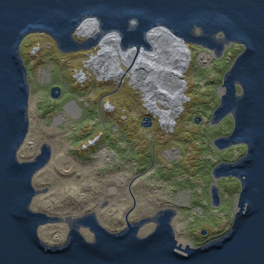 Rust Map: Procedural Map, Size: 3700, Seed: 1500100, 16 Monuments