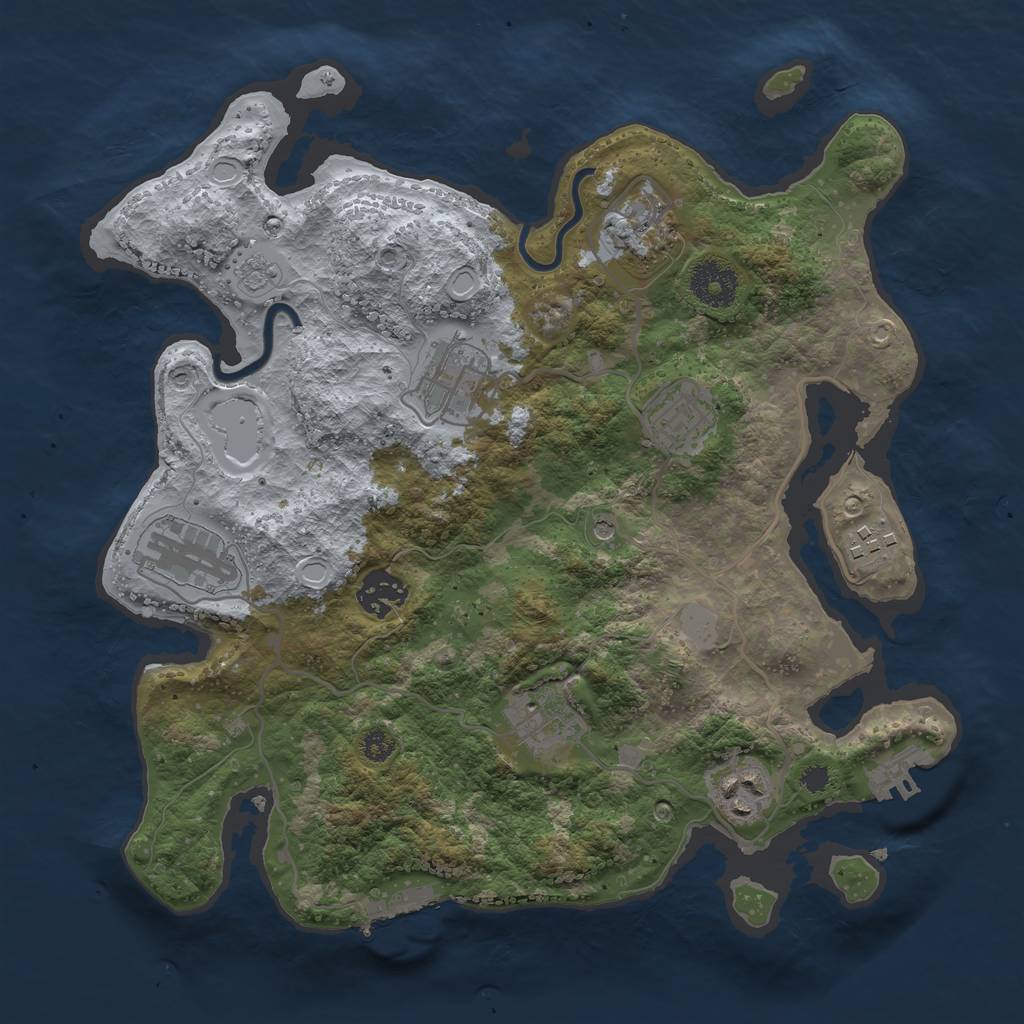 Rust Map: Procedural Map, Size: 3250, Seed: 1692513344, 15 Monuments