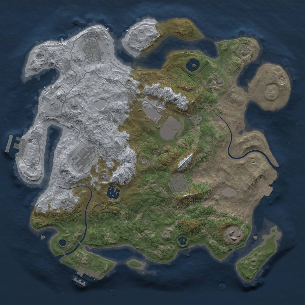 Rust Map: Procedural Map, Size: 3500, Seed: 1343780962, 14 Monuments