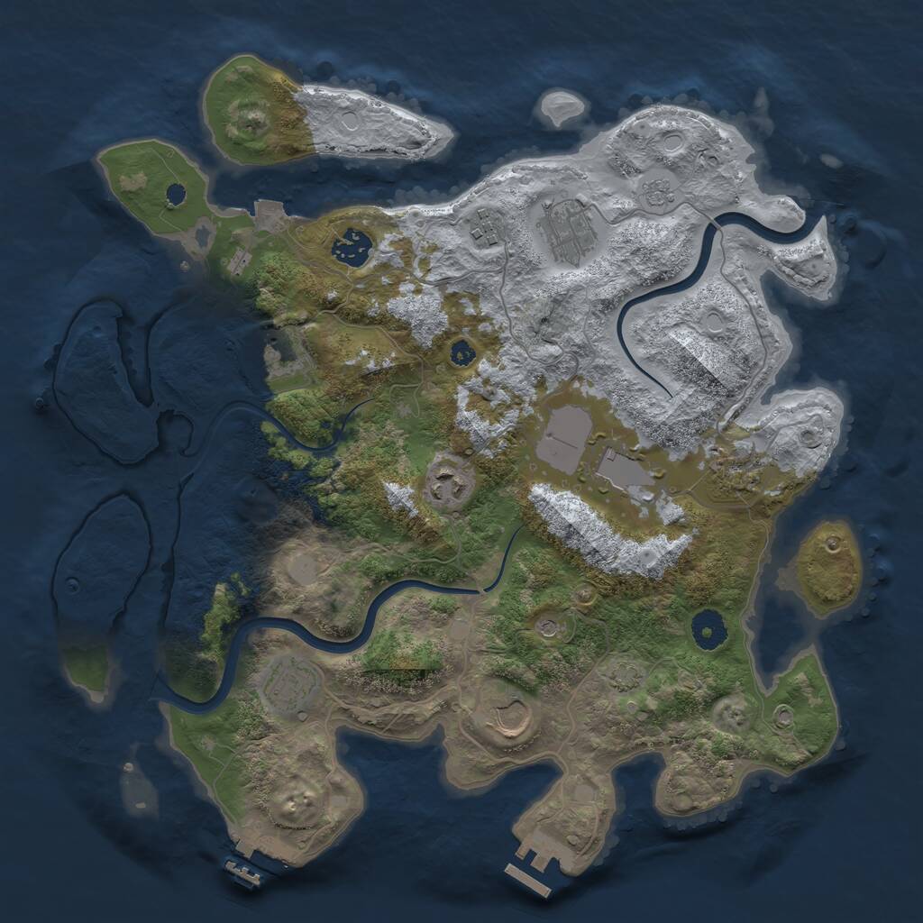 Rust Map: Procedural Map, Size: 3700, Seed: 2029241907, 15 Monuments