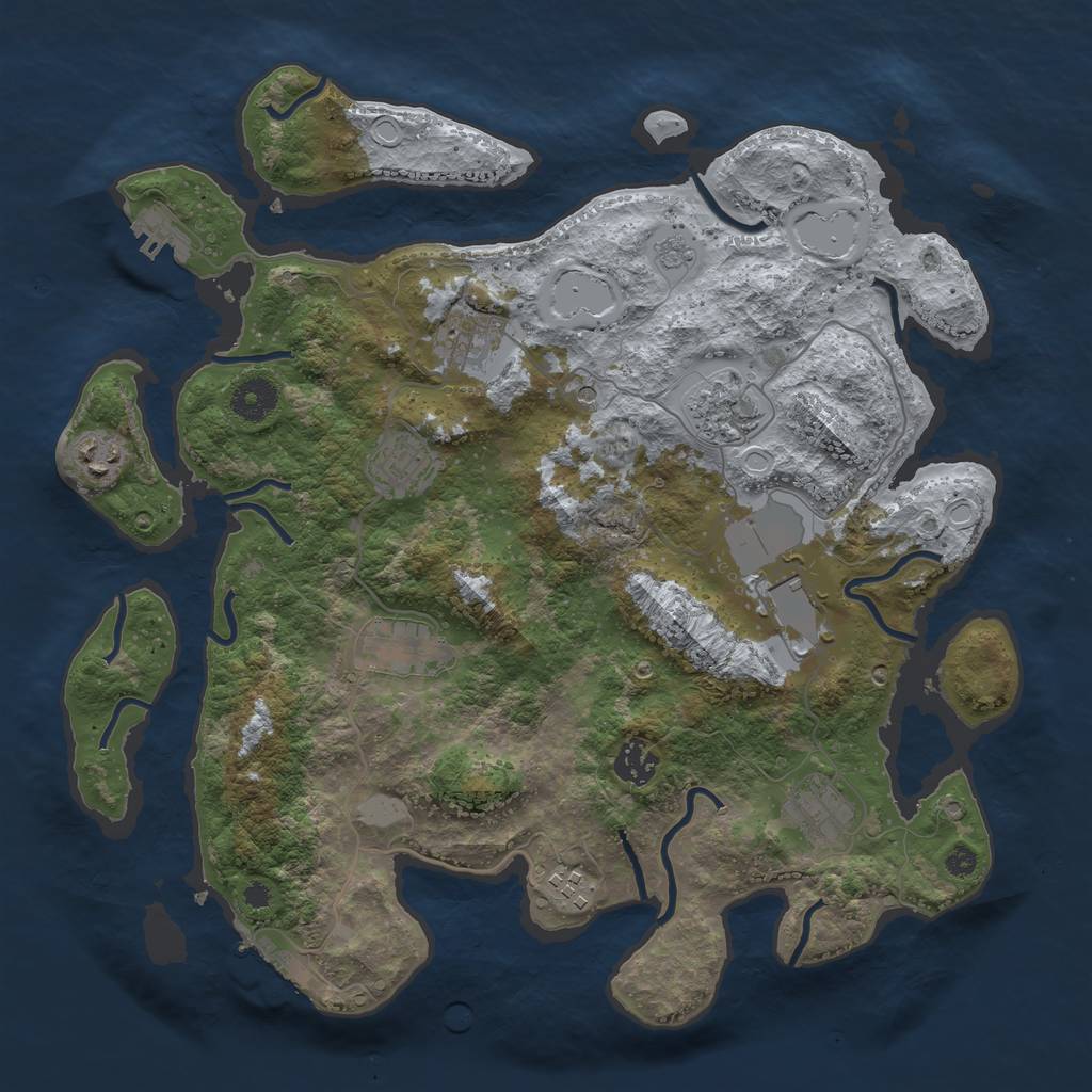 Rust Map: Procedural Map, Size: 3700, Seed: 2029241907, 16 Monuments