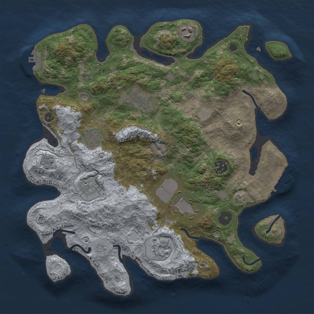 Rust Map: Procedural Map, Size: 3500, Seed: 1242047391, 15 Monuments