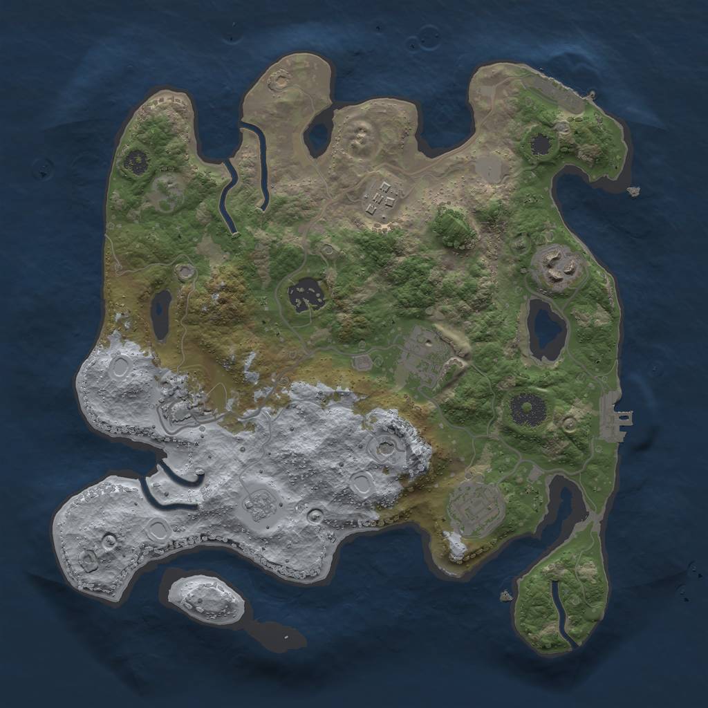 Rust Map: Procedural Map, Size: 3000, Seed: 255382159, 13 Monuments