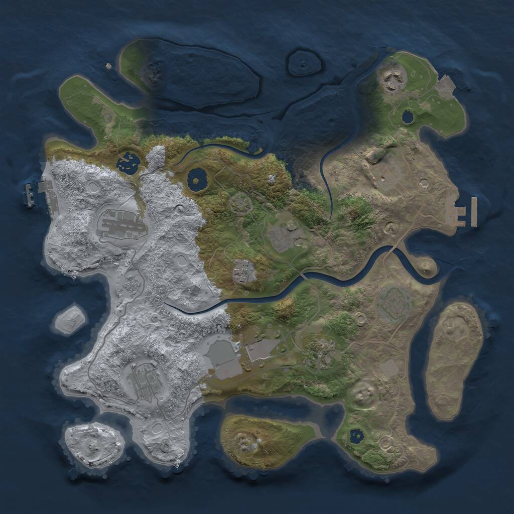 Rust Map: Procedural Map, Size: 3500, Seed: 845191707, 16 Monuments