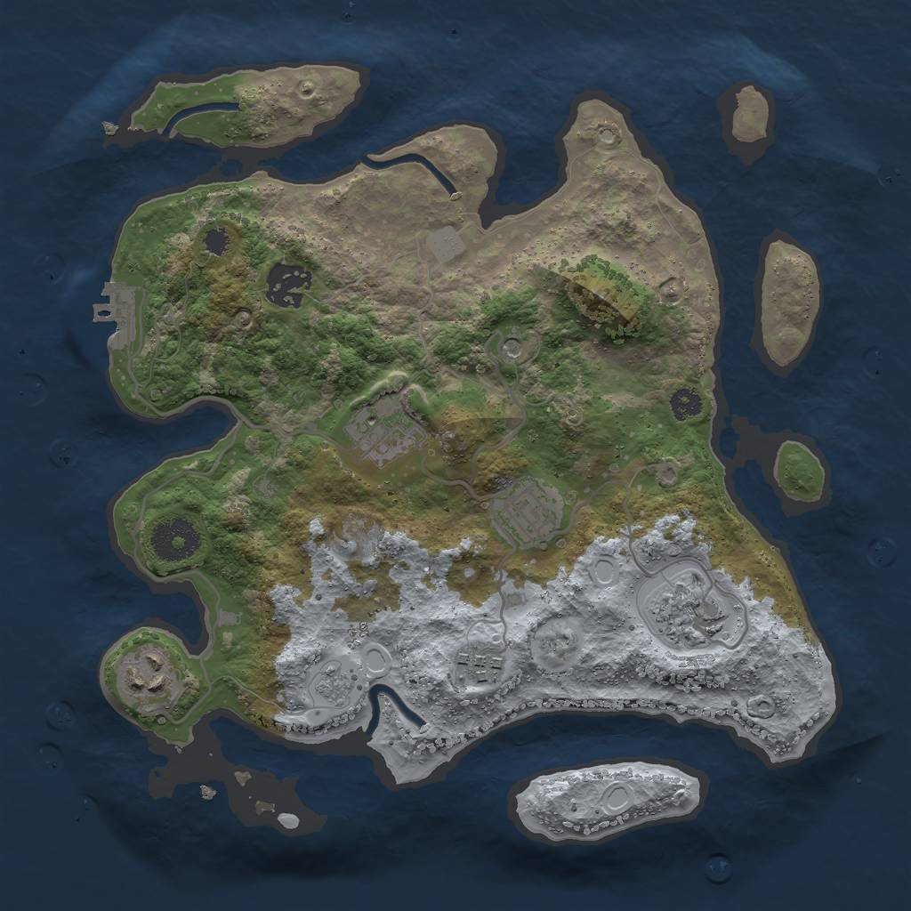 Rust Map: Procedural Map, Size: 3000, Seed: 653019087, 12 Monuments