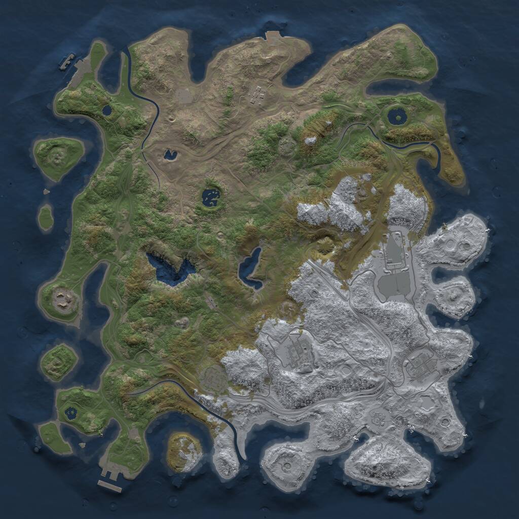 Rust Map: Procedural Map, Size: 4250, Seed: 2095924453, 14 Monuments