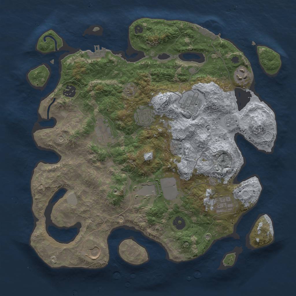 Rust Map: Procedural Map, Size: 3500, Seed: 1158593895, 16 Monuments