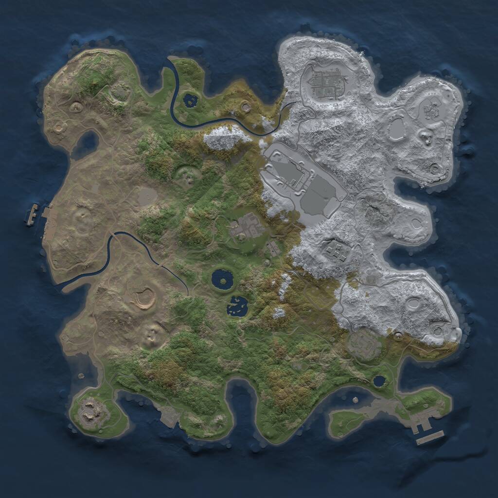 Rust Map: Procedural Map, Size: 3500, Seed: 138999436, 14 Monuments