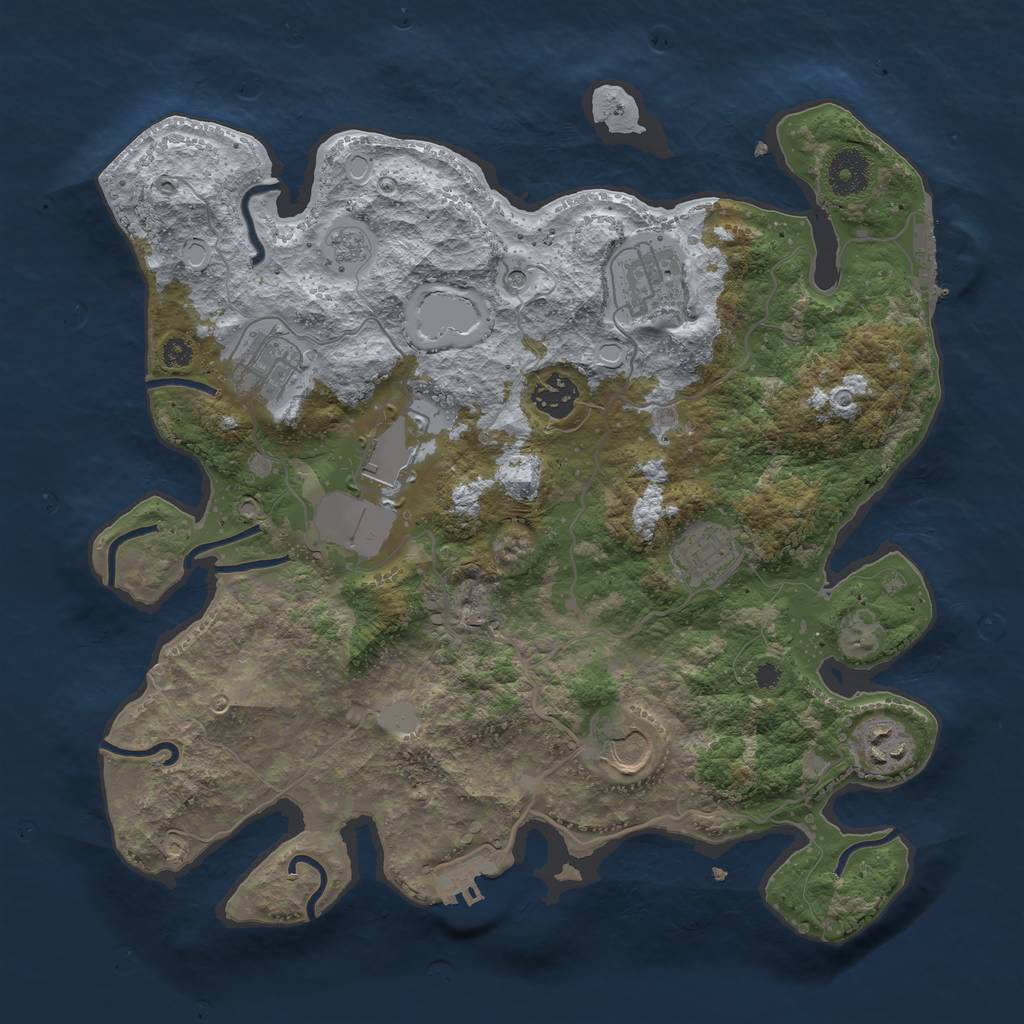 Rust Map: Procedural Map, Size: 3500, Seed: 390374891, 14 Monuments