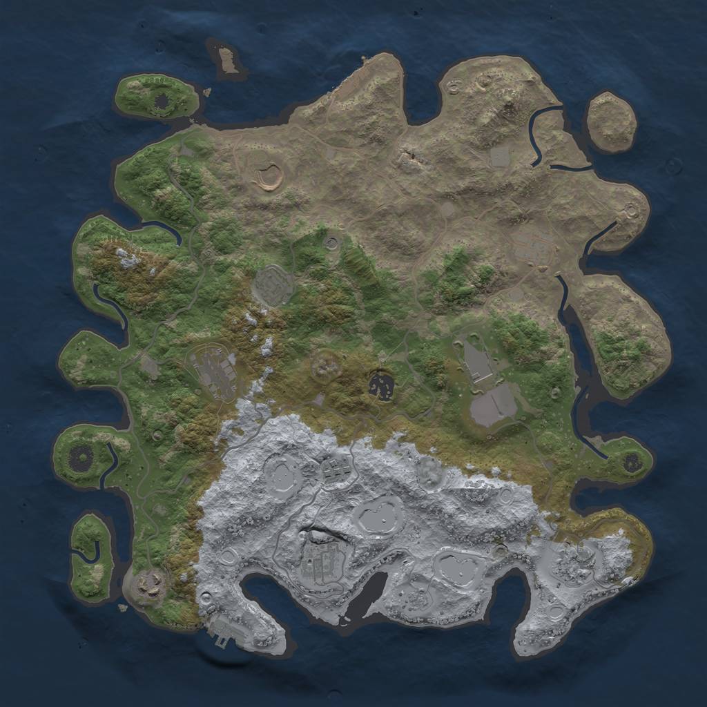 Rust Map: Procedural Map, Size: 4000, Seed: 685733335, 17 Monuments