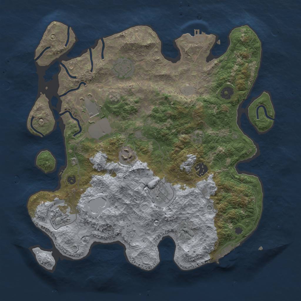 Rust Map: Procedural Map, Size: 3500, Seed: 83429345, 13 Monuments
