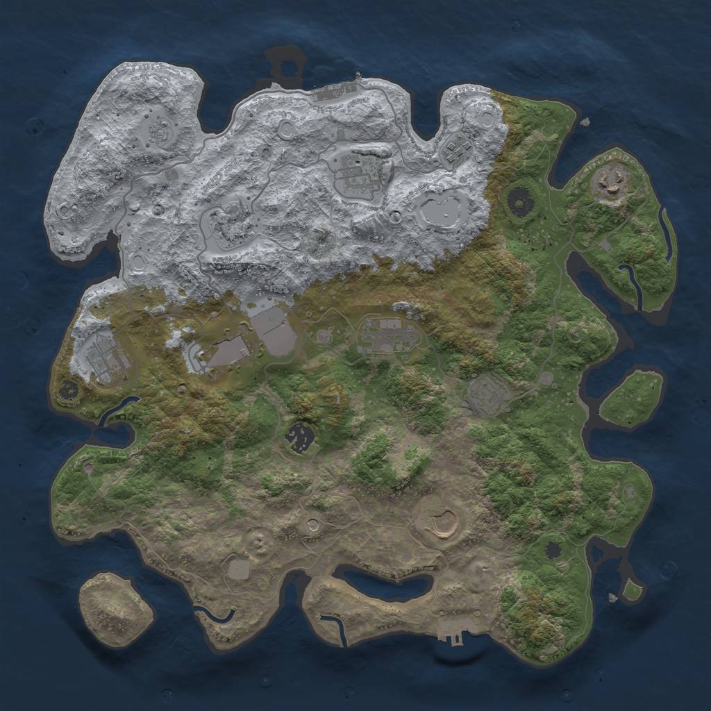 Rust Map: Procedural Map, Size: 3800, Seed: 1014101, 17 Monuments