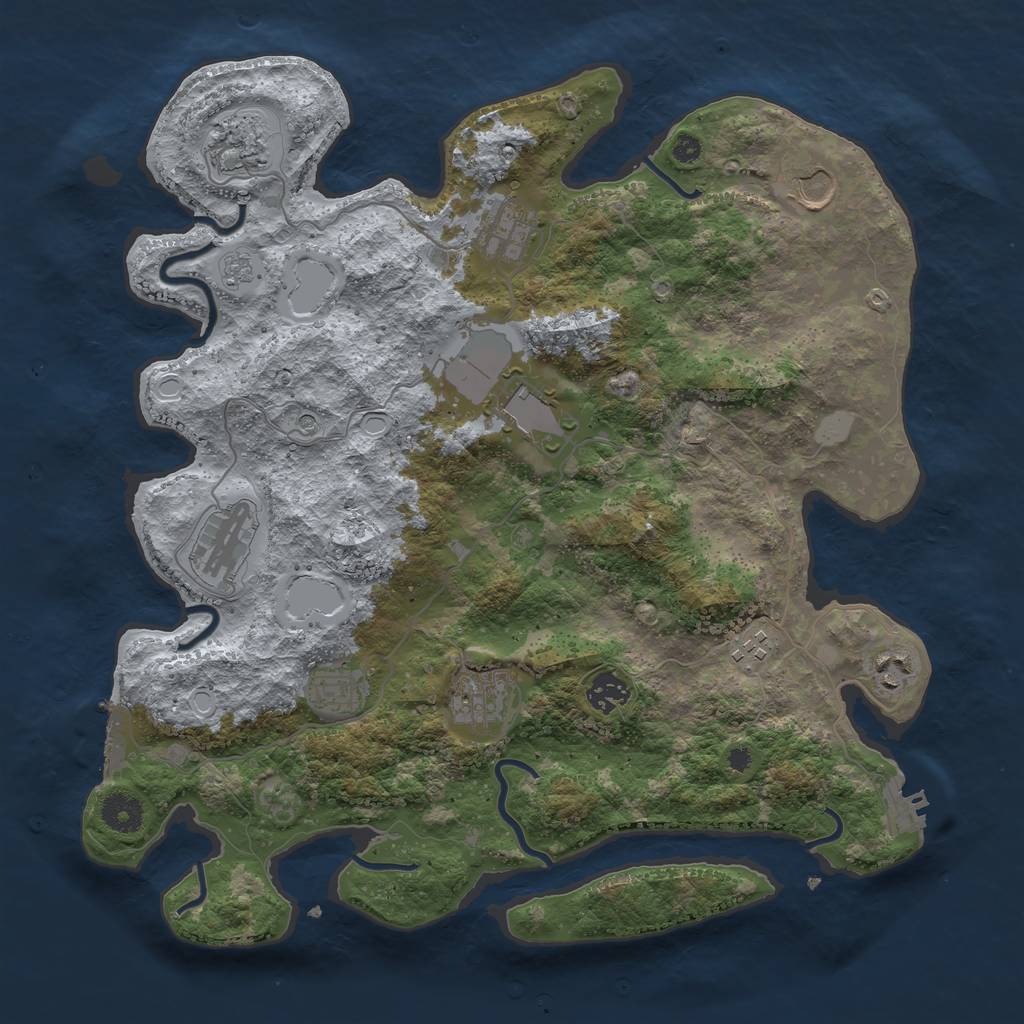 Rust Map: Procedural Map, Size: 3800, Seed: 1655688956, 17 Monuments