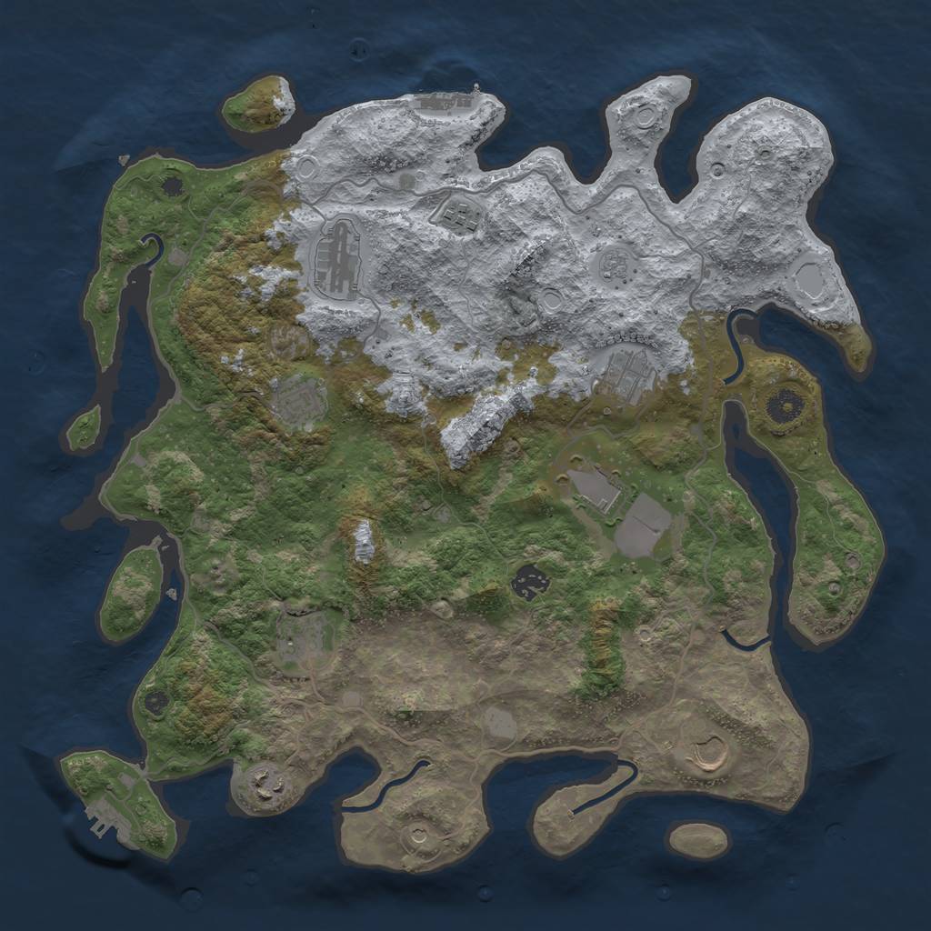 Rust Map: Procedural Map, Size: 4000, Seed: 912071717, 16 Monuments