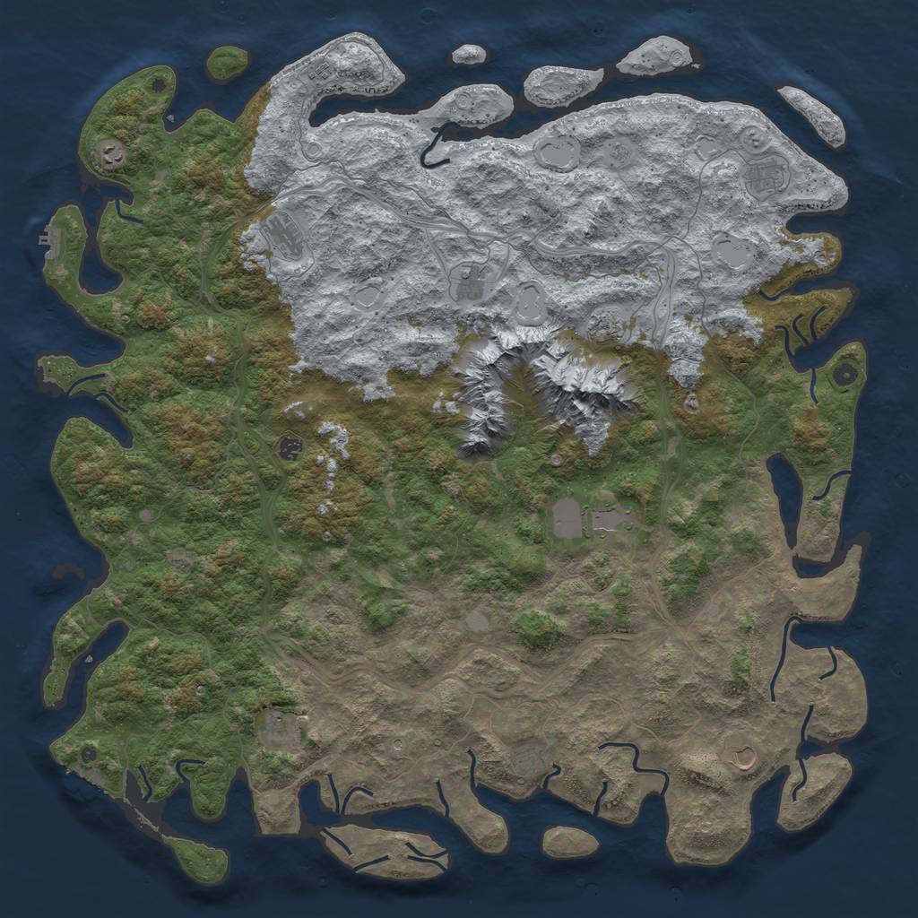 Rust Map: Procedural Map, Size: 6000, Seed: 51393, 18 Monuments