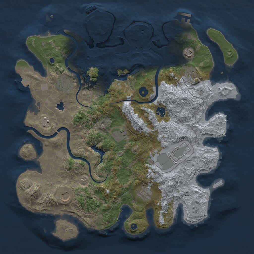 Rust Map: Procedural Map, Size: 4000, Seed: 23447, 15 Monuments