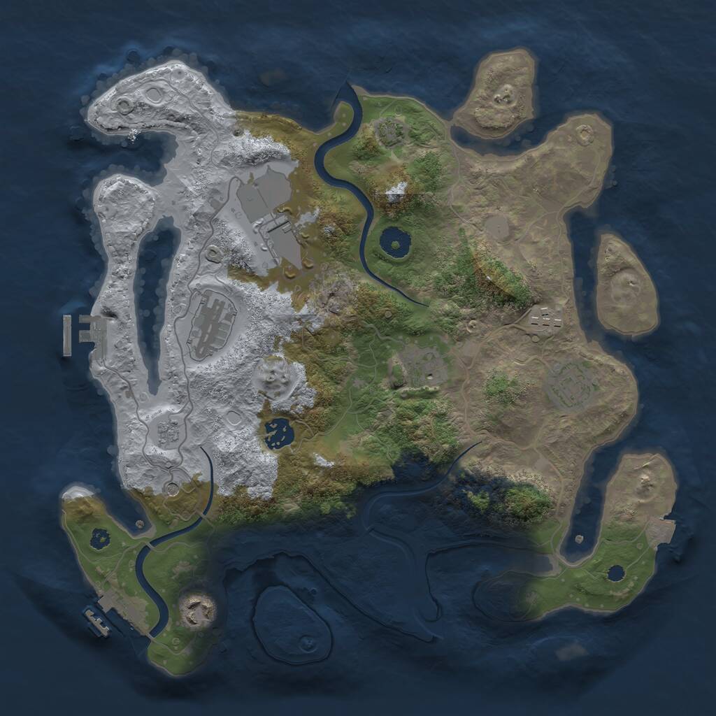 Rust Map: Procedural Map, Size: 3500, Seed: 27123, 13 Monuments