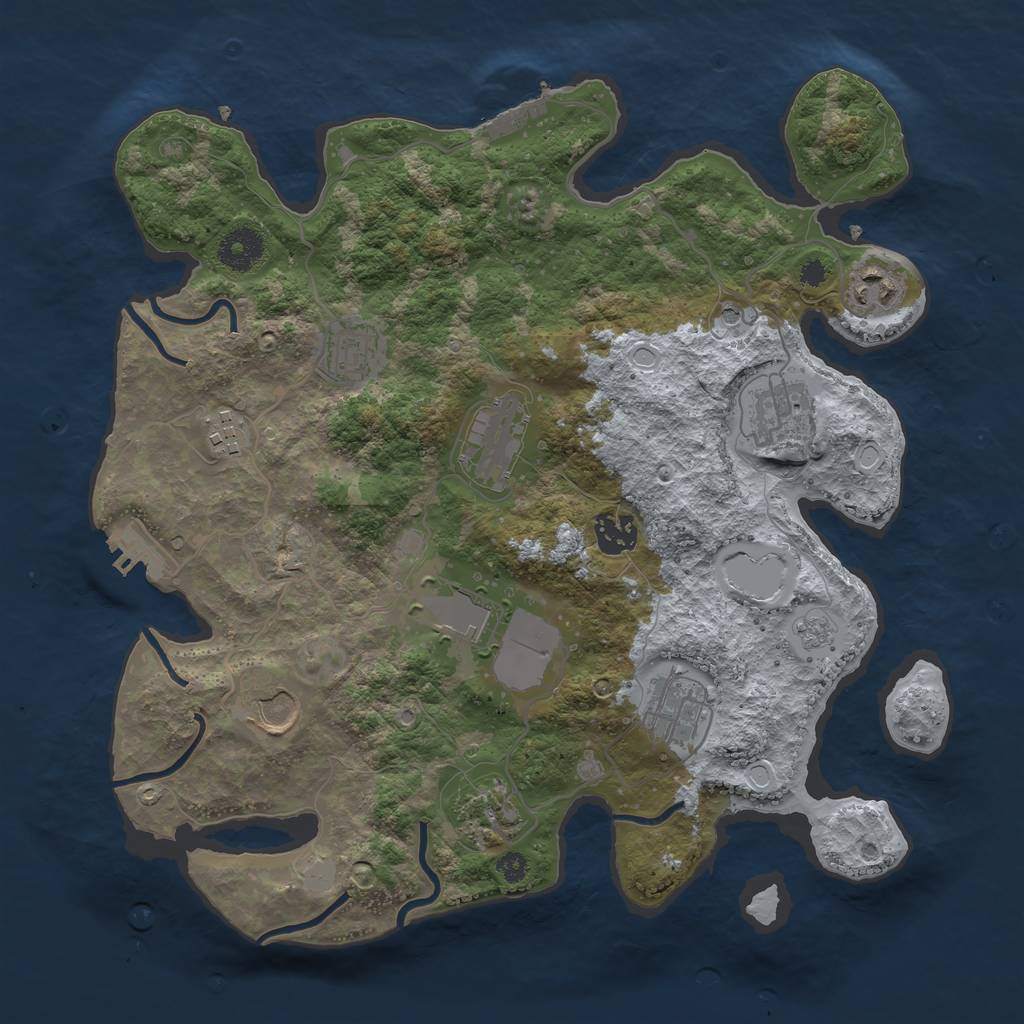 Rust Map: Procedural Map, Size: 3500, Seed: 1207821981, 17 Monuments