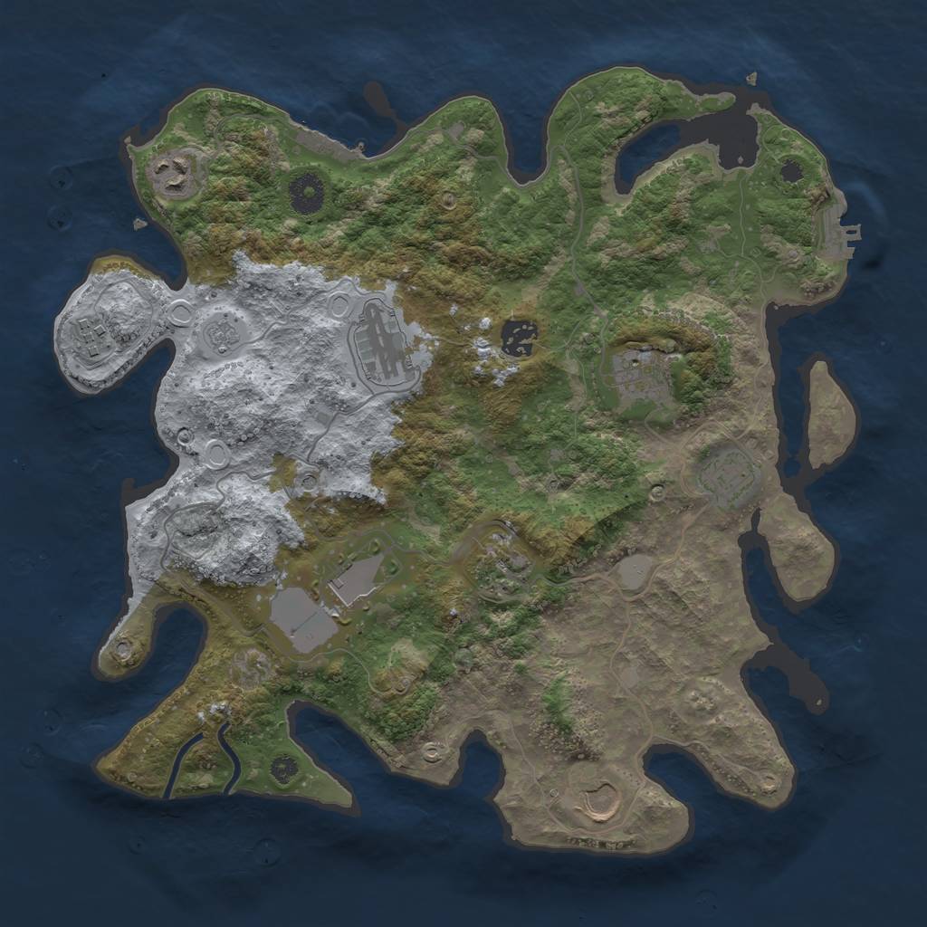 Rust Map: Procedural Map, Size: 3600, Seed: 514644582, 16 Monuments