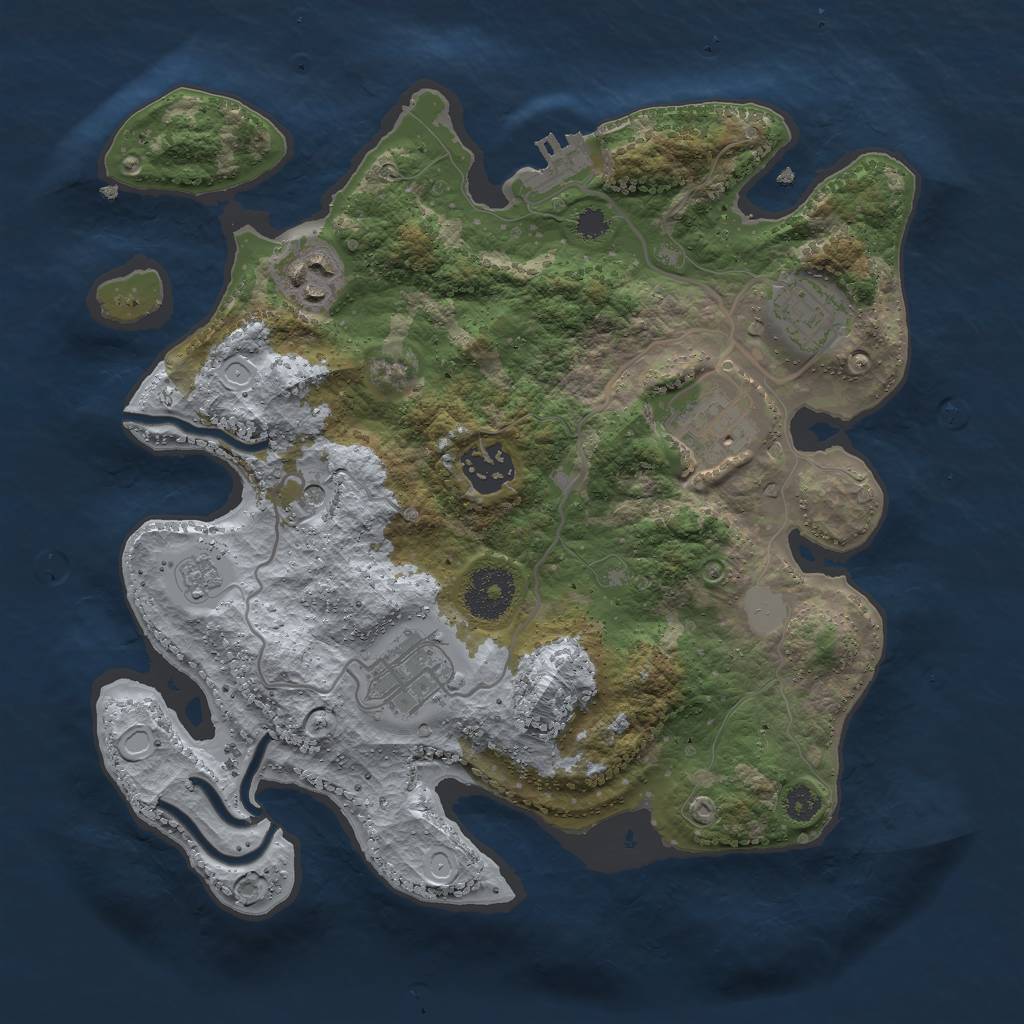 Rust Map: Procedural Map, Size: 3000, Seed: 240673, 11 Monuments