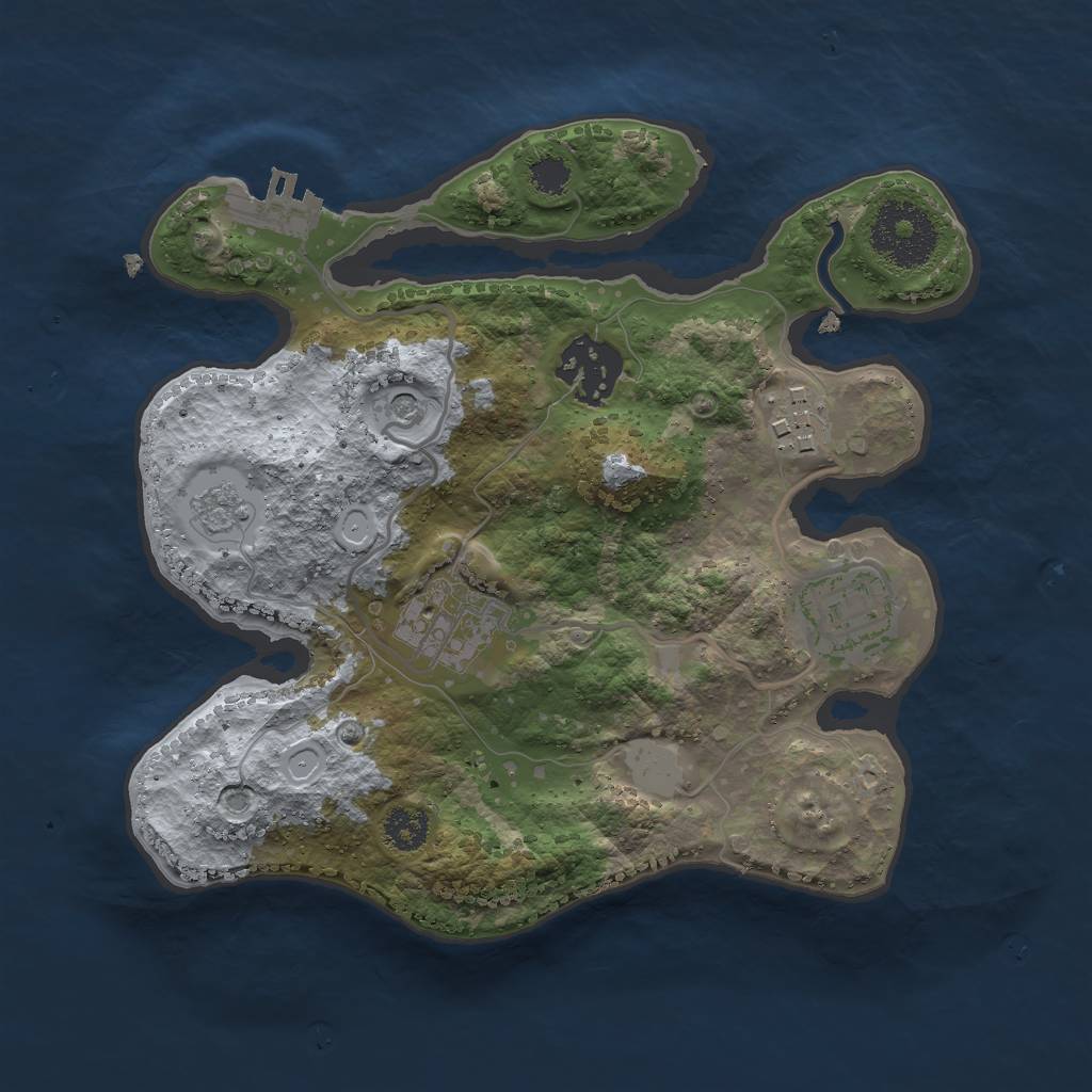 Rust Map: Procedural Map, Size: 2500, Seed: 1327926477, 10 Monuments