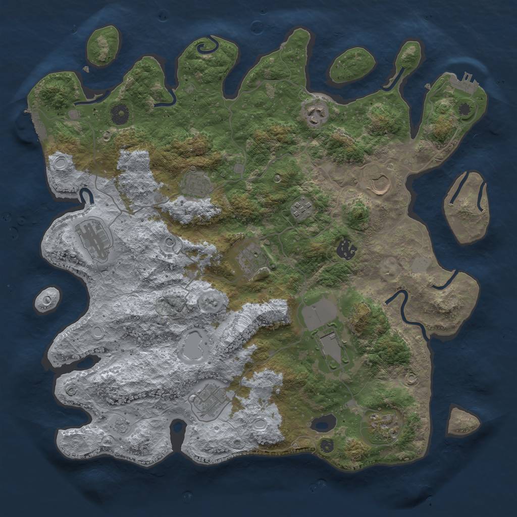 Rust Map: Procedural Map, Size: 3900, Seed: 497324795, 17 Monuments