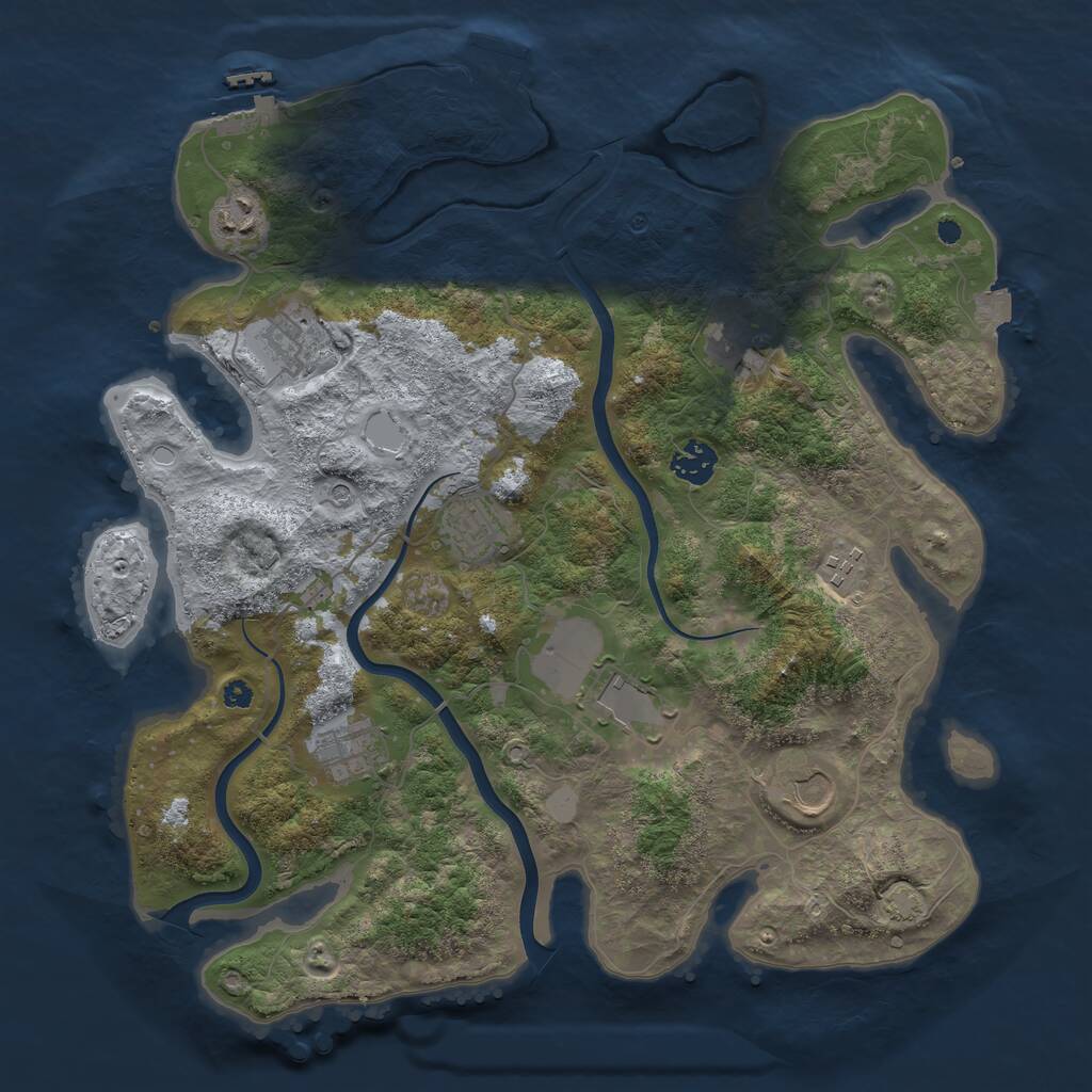 Rust Map: Procedural Map, Size: 3750, Seed: 2058882314, 14 Monuments