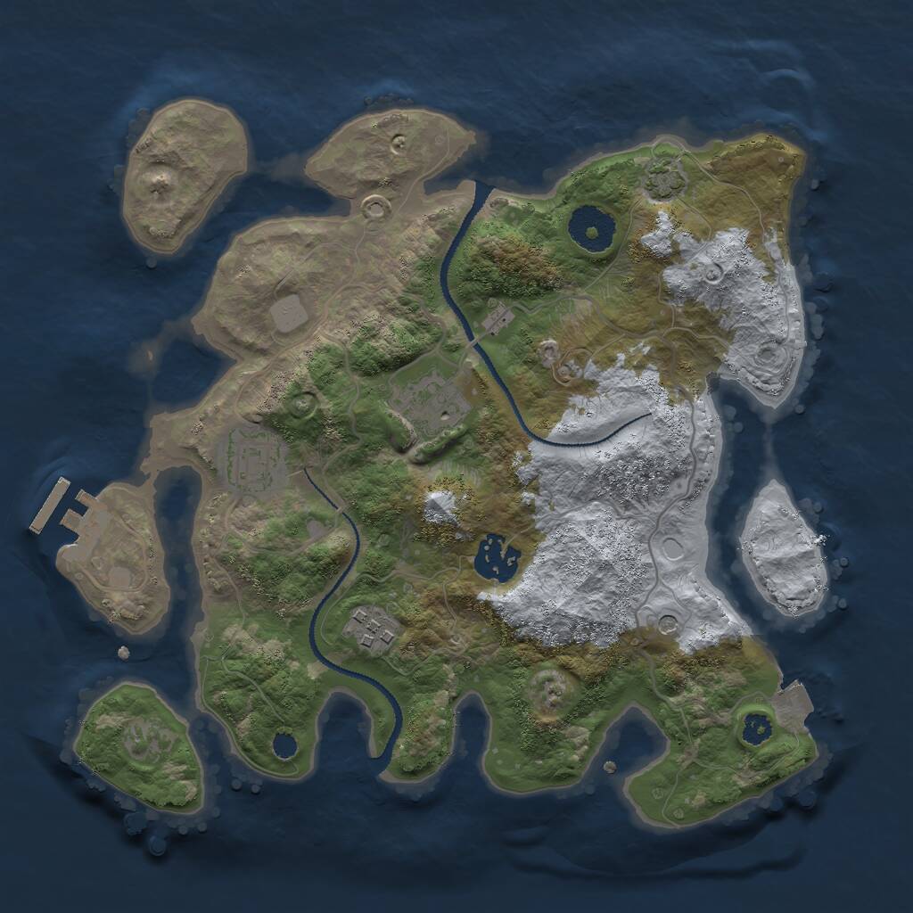 Rust Map: Procedural Map, Size: 3000, Seed: 573859219, 8 Monuments