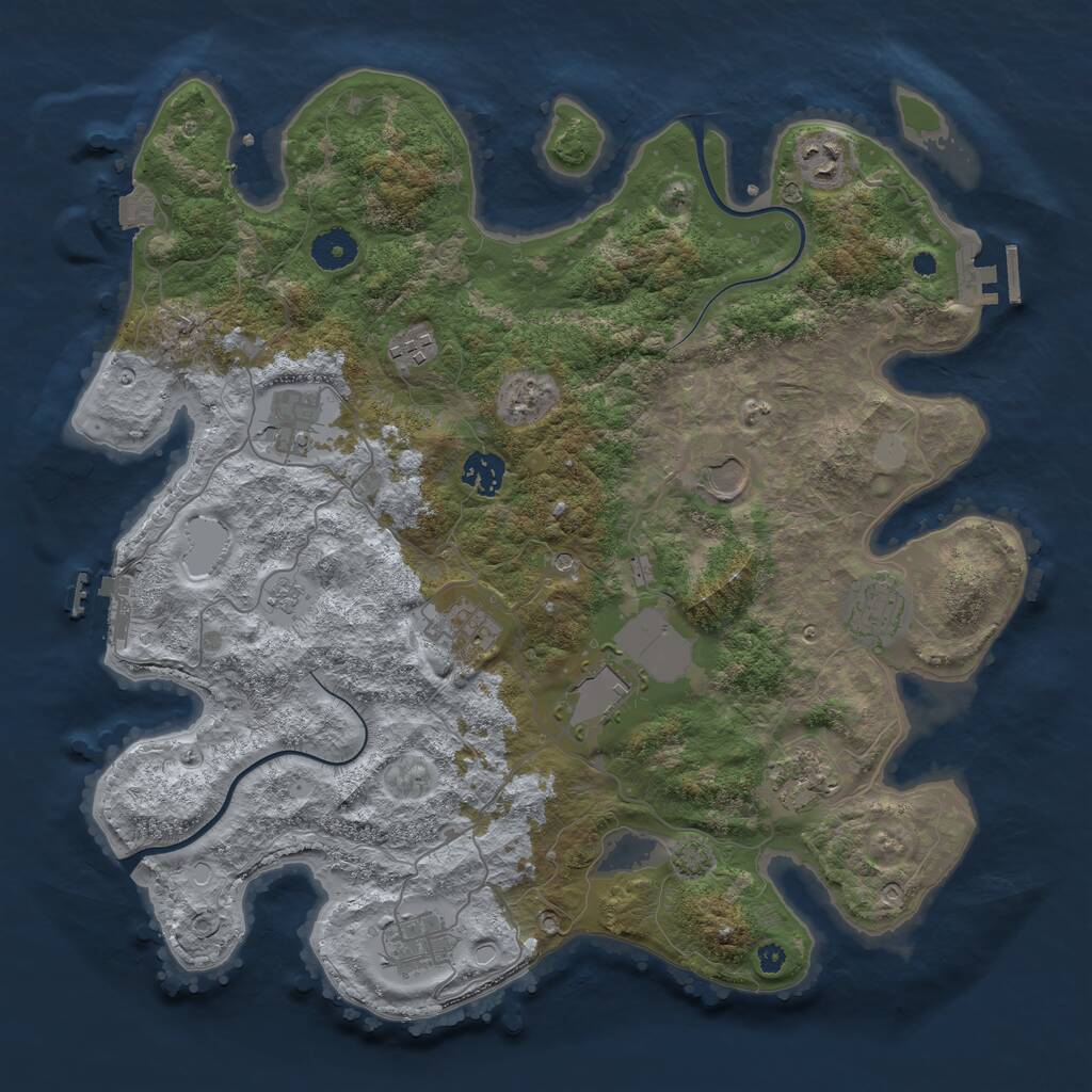 Rust Map: Procedural Map, Size: 3800, Seed: 1125212345, 16 Monuments