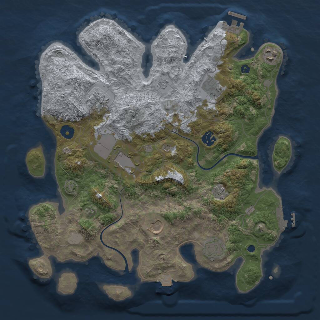 Rust Map: Procedural Map, Size: 3500, Seed: 9085668, 14 Monuments