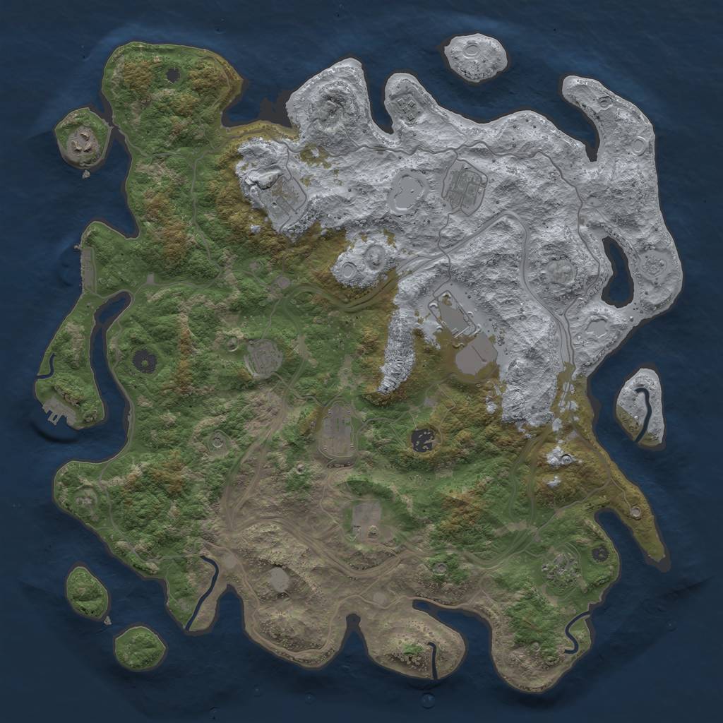 Rust Map: Procedural Map, Size: 4500, Seed: 646833588, 17 Monuments