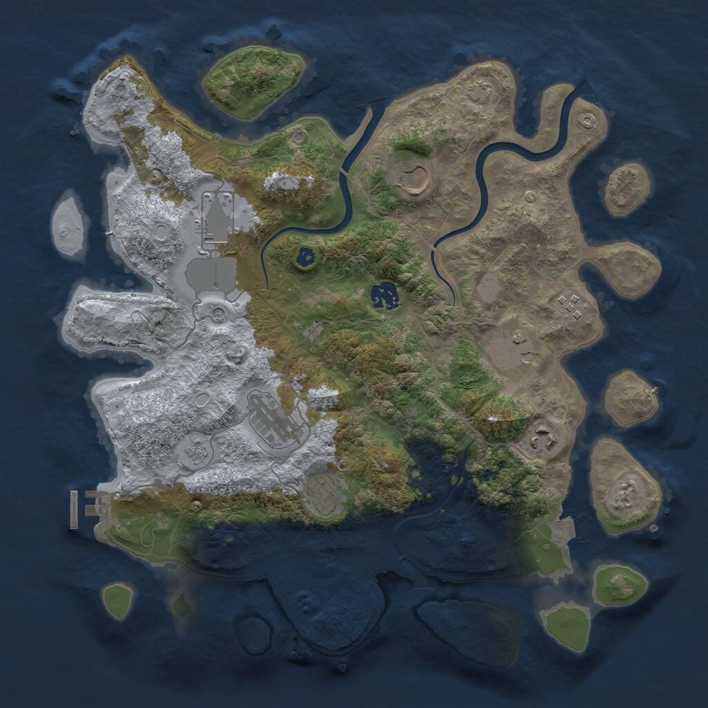 Rust Map: Procedural Map, Size: 3700, Seed: 1490272126, 13 Monuments