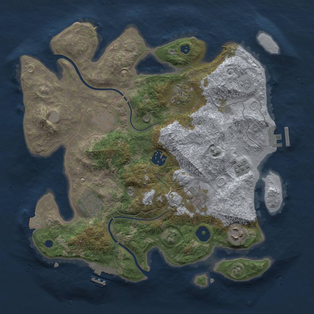 Rust Map: Procedural Map, Size: 3250, Seed: 1545980832, 13 Monuments